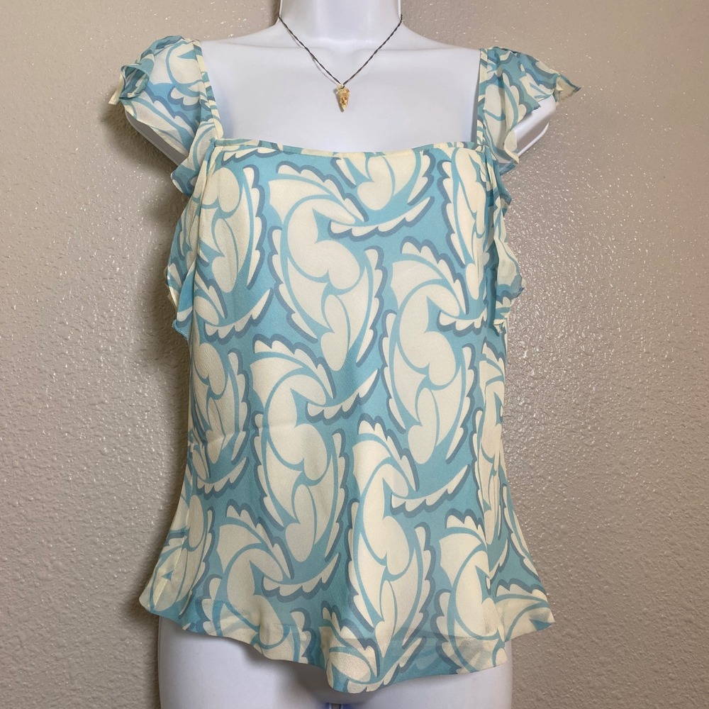Vintage Y2K Top 8 Blue Silk Casual Summer Mermaidcore Coconut Girl Surfer 2000s